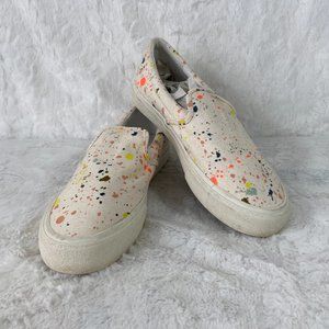 Madewell Sidewalk Slip-On Sneakers Womens 9M Paint Spattered Recycled Canvas